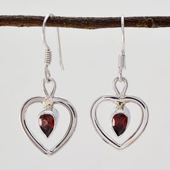 Riyo Good Gemstones pear Faceted Red Garnet Silver Earring engagement gift