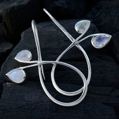Riyo Good Gemstones pear Faceted White Rainbow Moonstone Silver Earrings gift for engagement