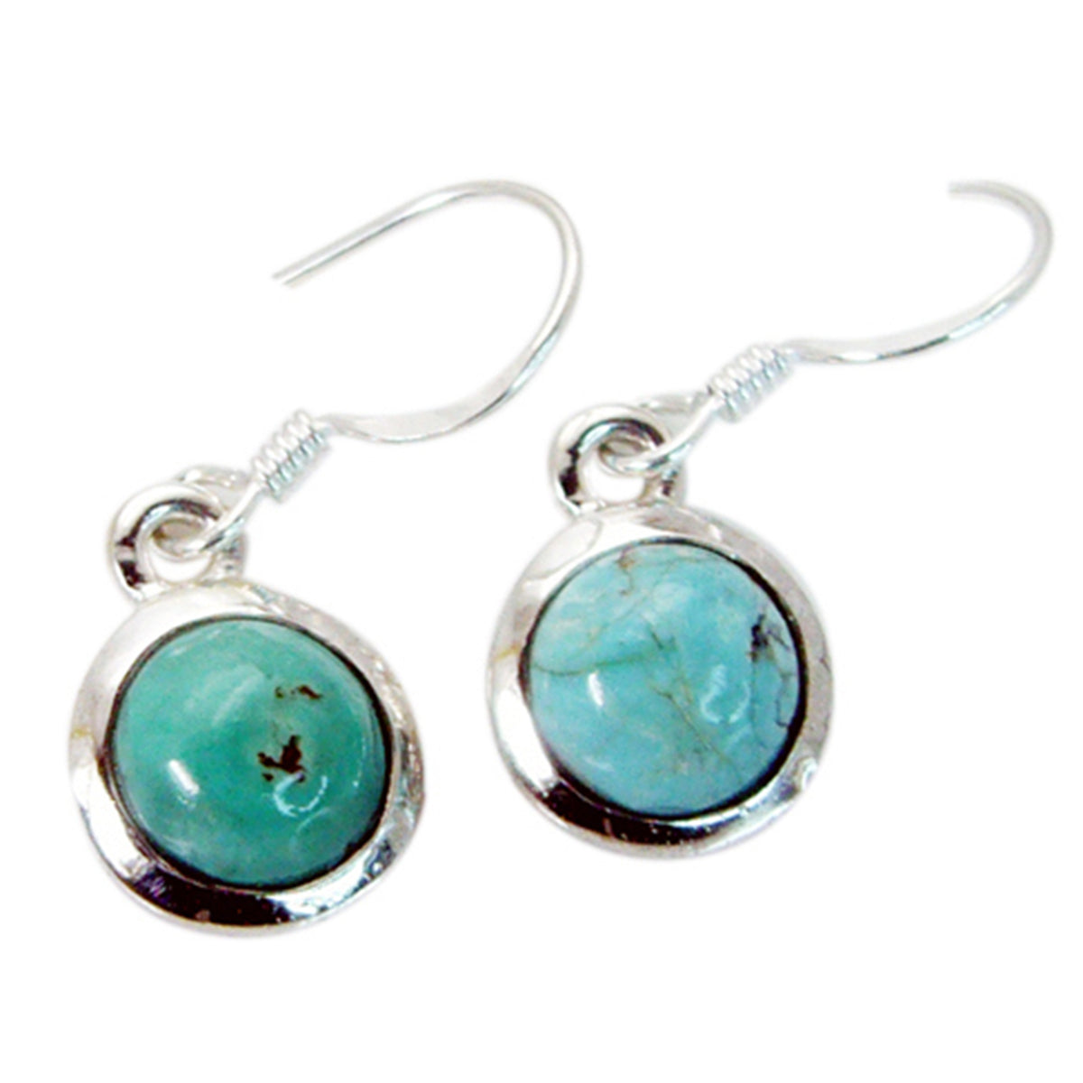 Riyo Good Gemstones round Cabochon Multi Turquoise Silver Earring gift for anniversary