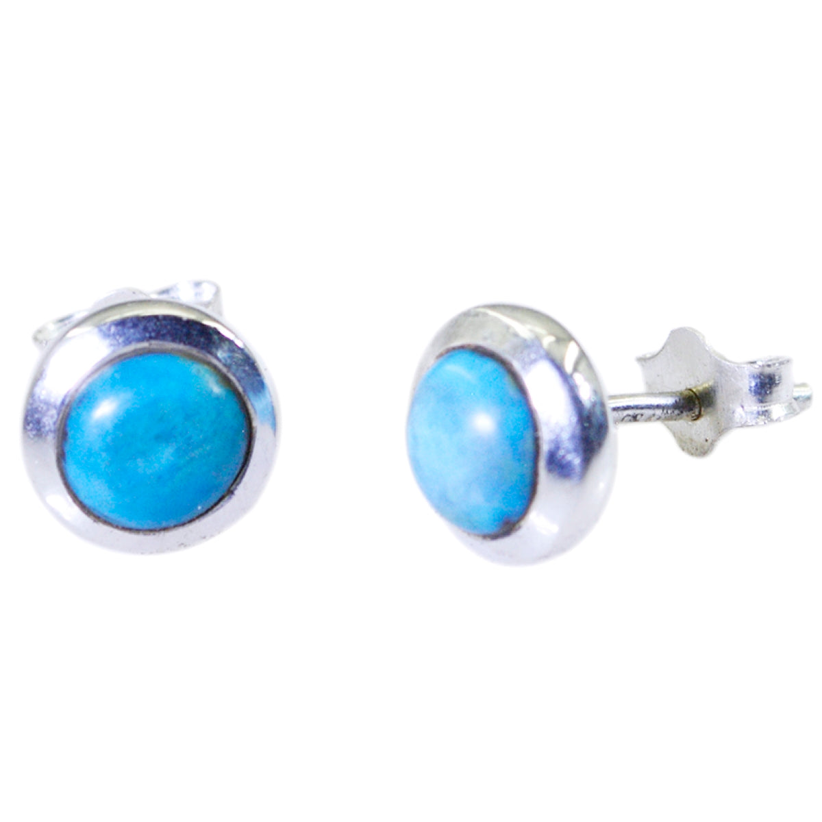 Riyo Good Gemstones round Cabochon Multi Turquoise Silver Earrings gift for brithday