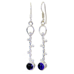 Riyo Good Gemstones round Cabochon Purple Amethyst Silver Earrings independence day gift
