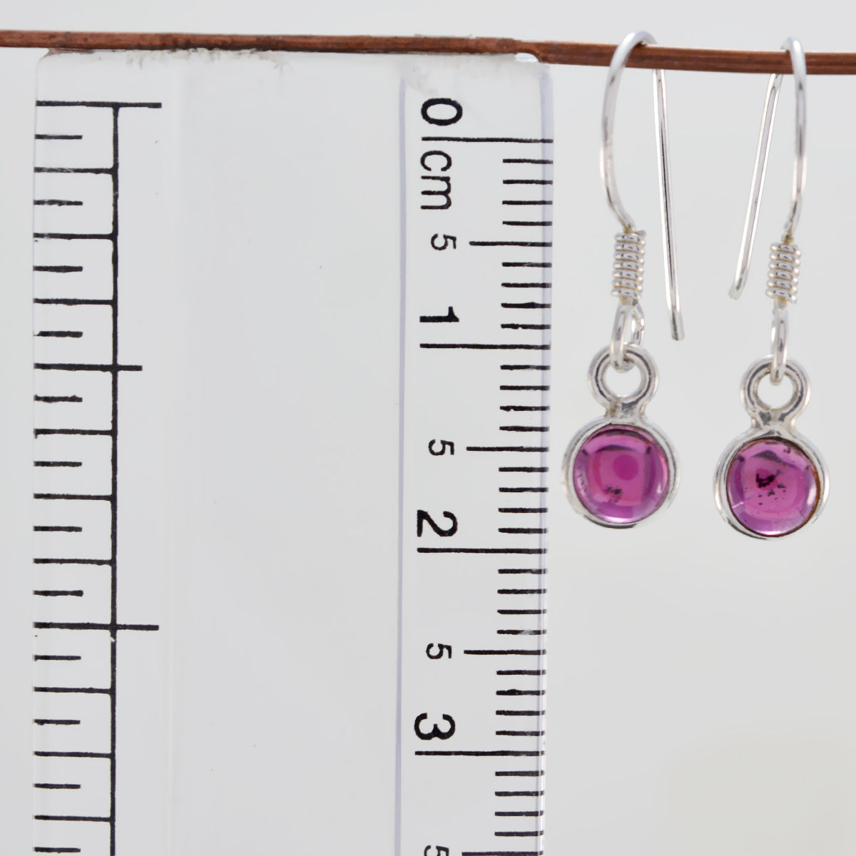 Riyo Good Gemstones round Cabochon Red Garnet Silver Earring gift for friends