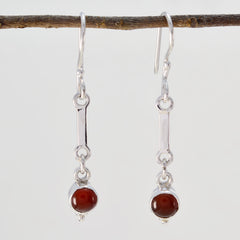 Riyo Good Gemstones round Cabochon Red Garnet Silver Earrings gift for handmade