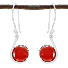 Riyo Good Gemstones round Cabochon Red Onyx Silver Earrings gift for daughter's day
