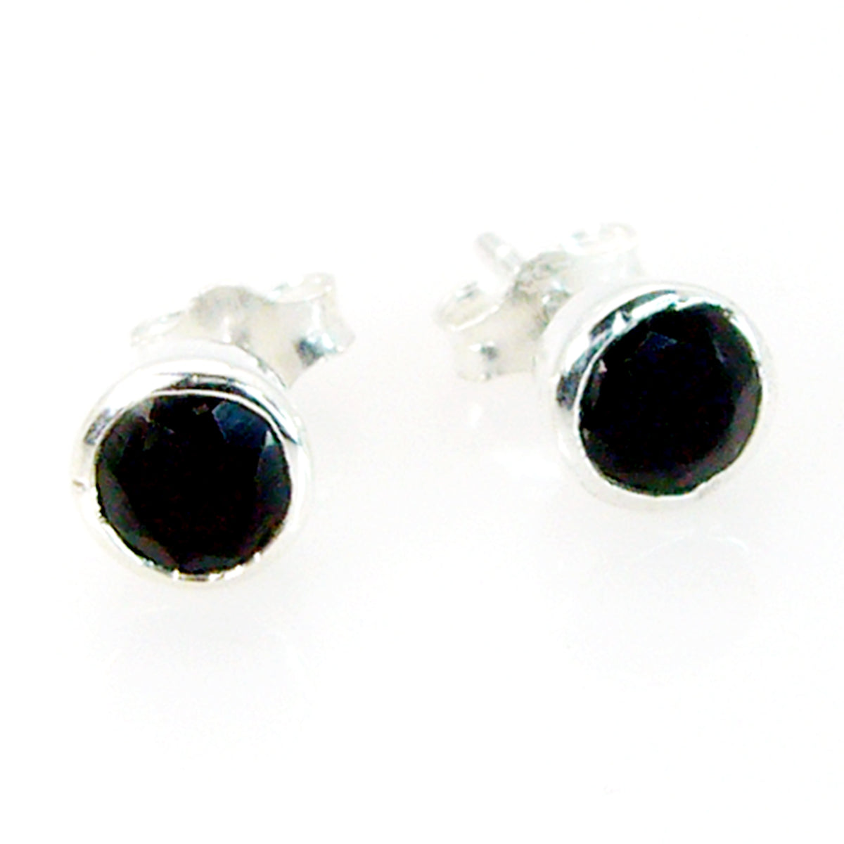 Riyo Good Gemstones round Faceted Black Onyx Silver Earrings sister gift