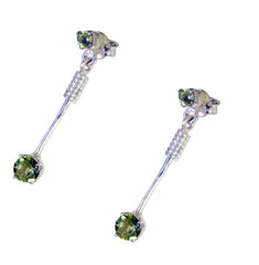 Riyo Good Gemstones round Faceted Green Peridot Silver Earring christmas gift