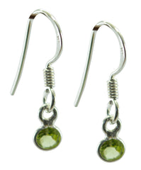 Riyo Good Gemstones round Faceted Green Peridot Silver Earring gift