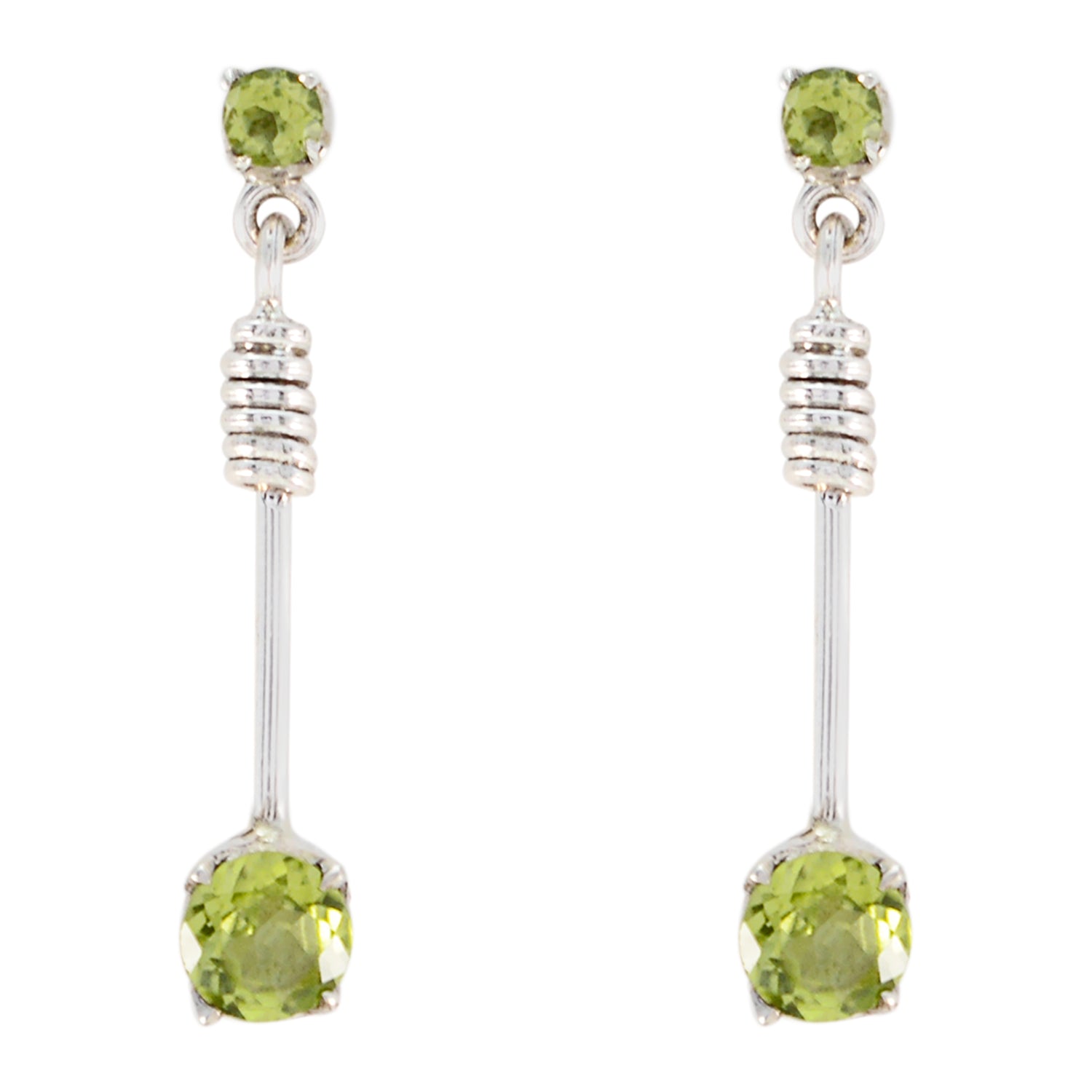 Riyo Good Gemstones round Faceted Green Peridot Silver Earring gift for black Friday