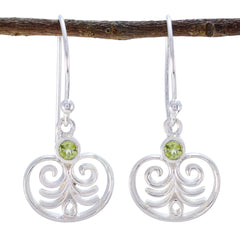 Riyo Good Gemstones round Faceted Green Peridot Silver Earring gift for easter Sunday