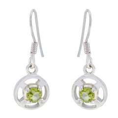 Riyo Good Gemstones round Faceted Green Peridot Silver Earring gift for halloween
