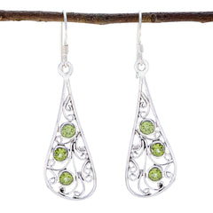 Riyo Good Gemstones round Faceted Green Peridot Silver Earring gift for women