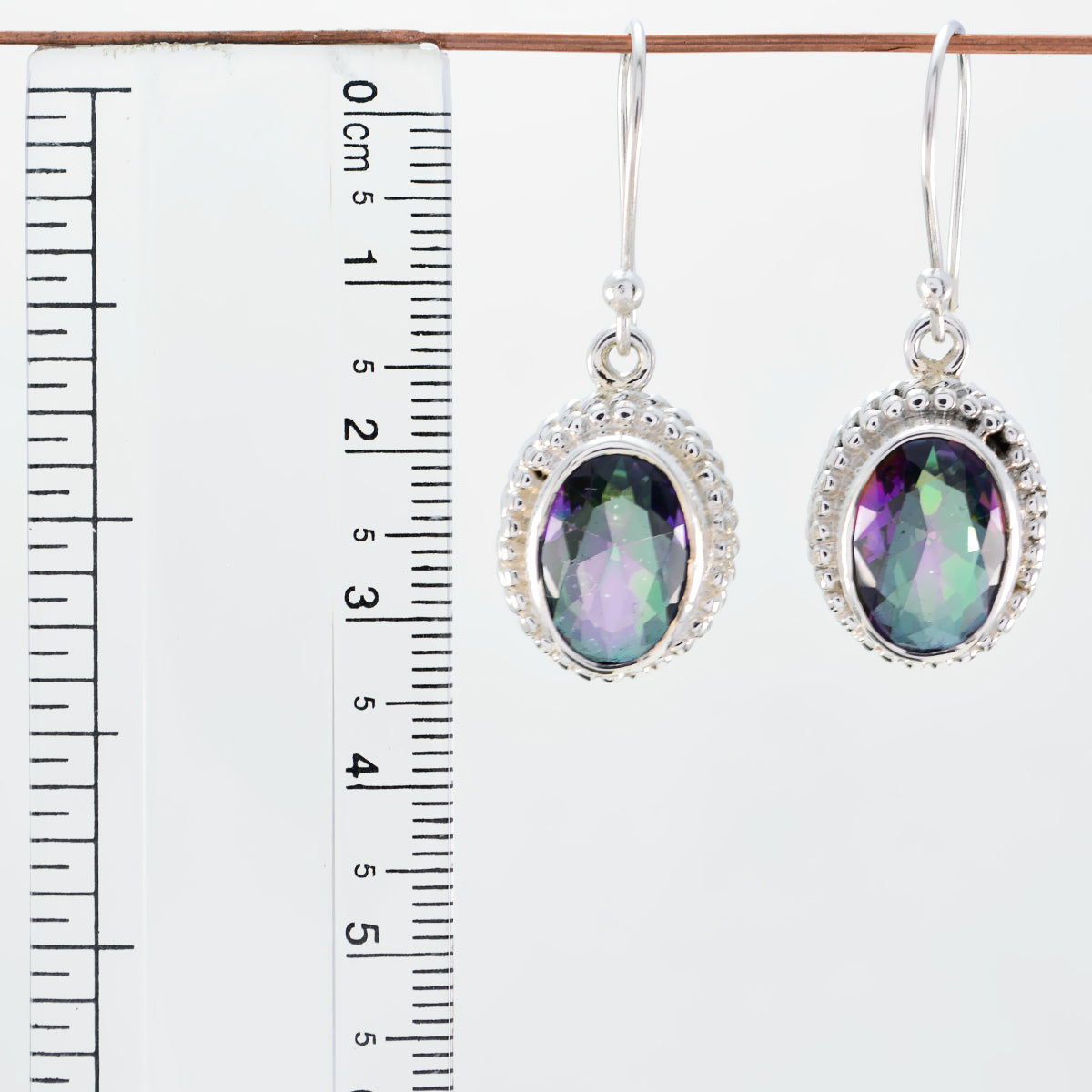Riyo Good Gemstones round Faceted Multi Mystic Quartz Silver Earring cyber Monday gift