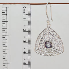 Riyo Good Gemstones round Faceted Multi Mystic Quartz Silver Earring grandmom gift
