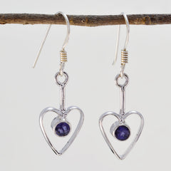 Riyo Good Gemstones round Faceted Nevy Blue Iolite Silver Earrings wedding gift