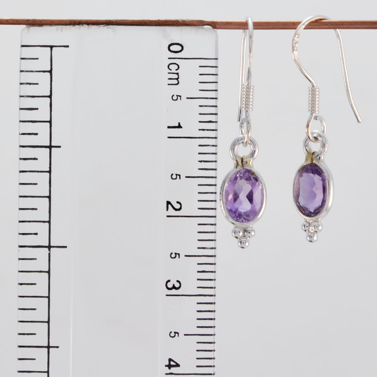 Riyo Good Gemstones round Faceted Purple Amethyst Silver Earrings easter Sunday gift