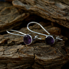 Riyo Good Gemstones round Faceted Purple Amethyst Silver Earrings grandmother gift