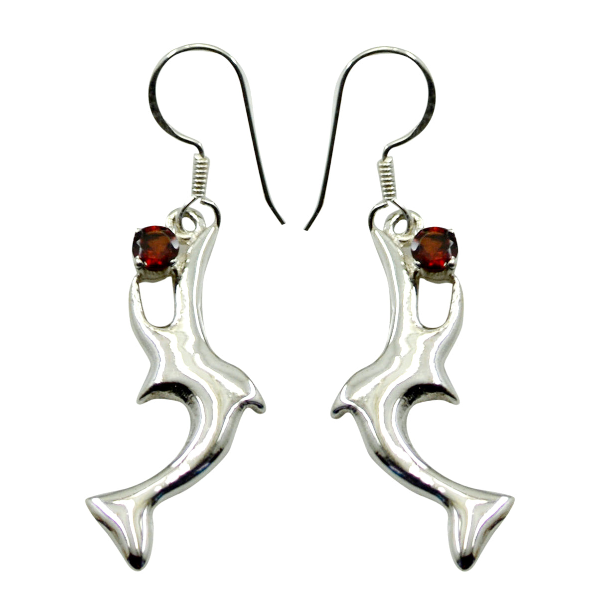 Riyo Good Gemstones round Faceted Red Garnet Silver Earring anniversary gift