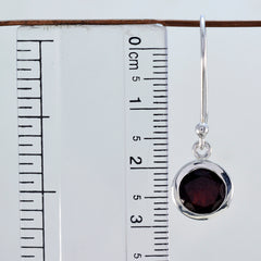 Riyo Good Gemstones round Faceted Red Garnet Silver Earring halloween gift