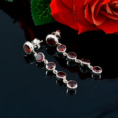 Riyo Good Gemstones round Faceted Red Garnet Silver Earrings christmas gifts