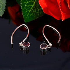 Riyo Good Gemstones round Faceted Red Garnet Silver Earrings girlfriend gift