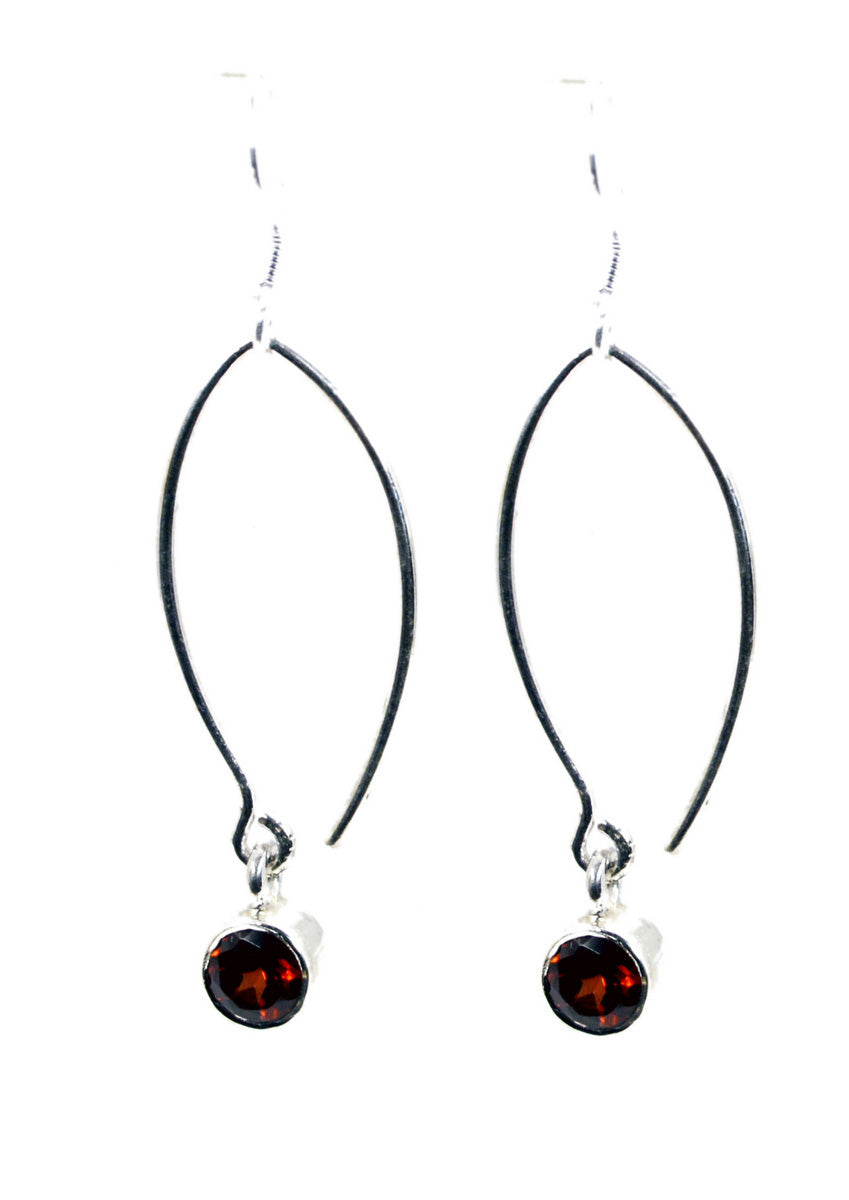 Riyo Good Gemstones round Faceted Red Garnet Silver Earrings girlfriend gift