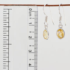 Riyo Good Gemstones round Faceted Yellow Citrine Silver Earring gift