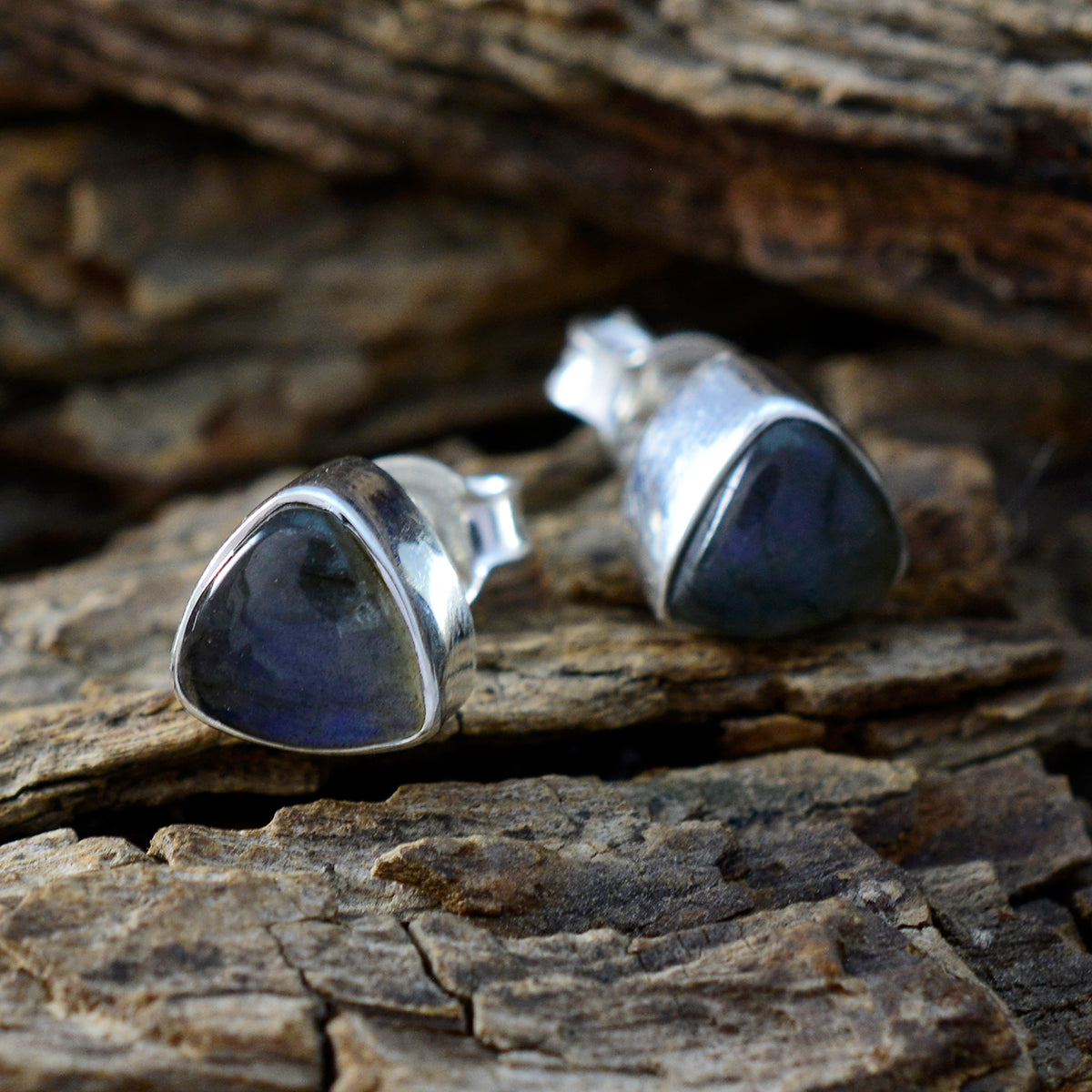 Riyo Good Gemstones trillion Cabochon Grey Labradorite Silver Earring labour day gift