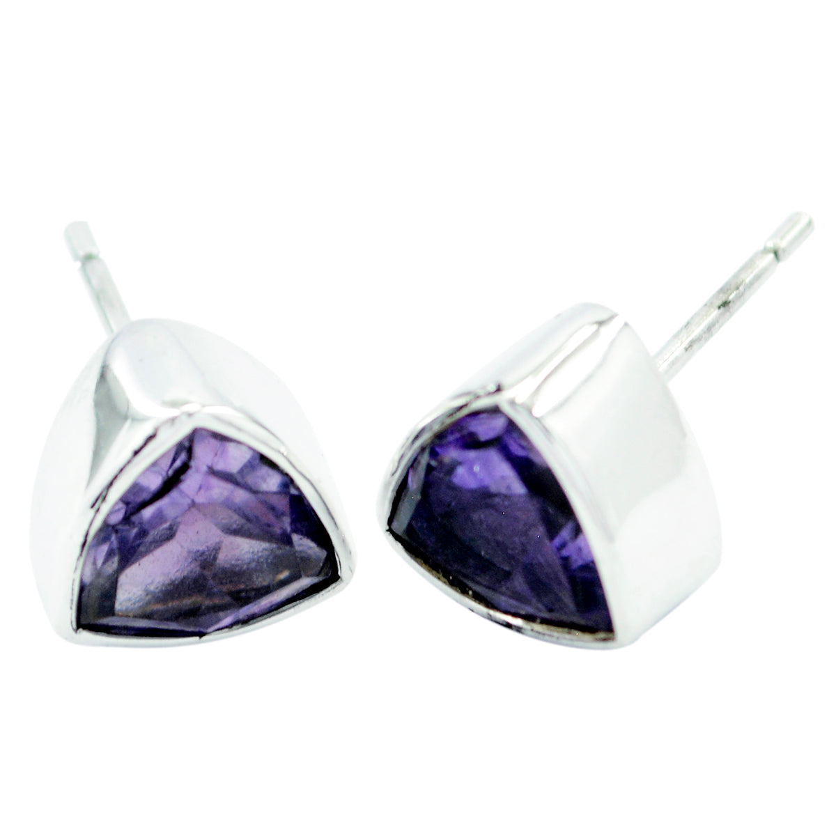 Riyo Good Gemstones trillion Faceted Purple Amethyst Silver Earrings girlfriend gift