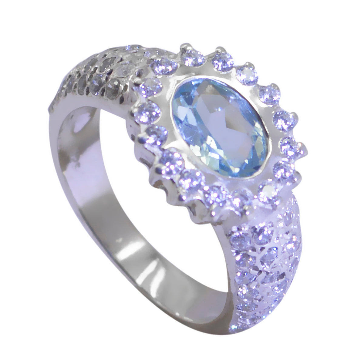 Riyo Goods Gemstones Blue Topaz Silver Ring Mother Daughter Jewelry