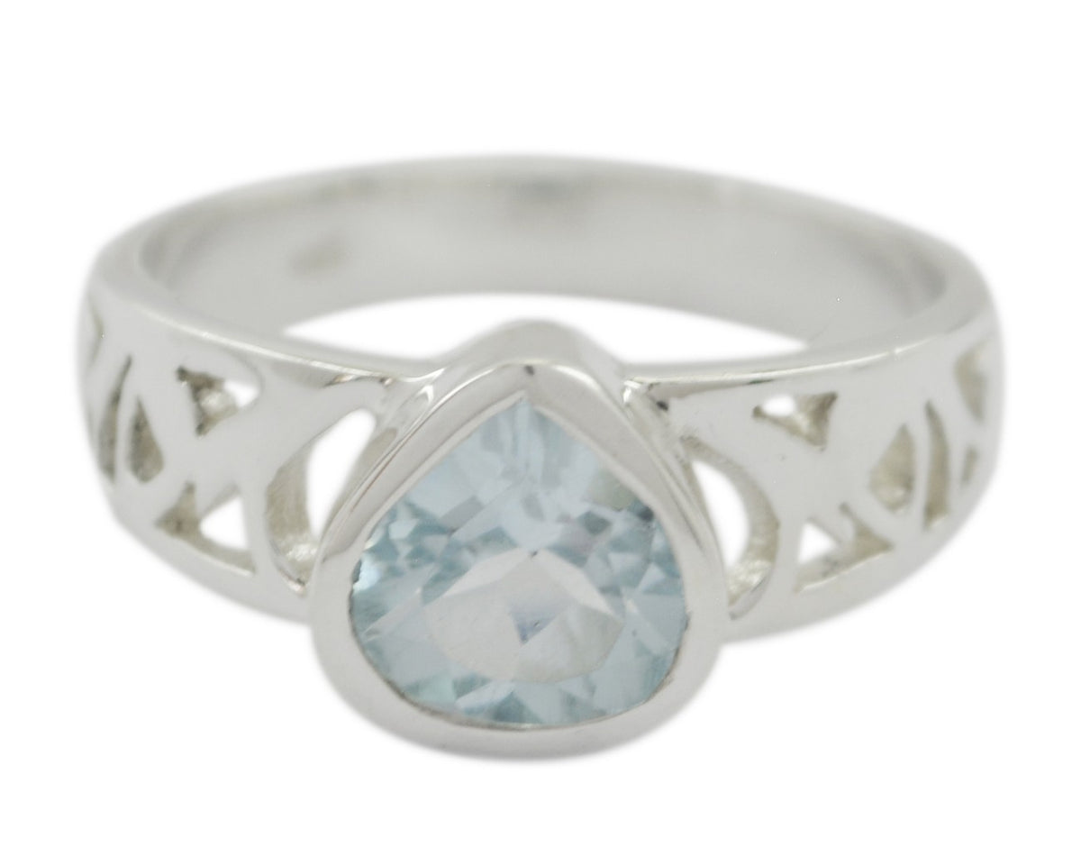 Riyo Gorgeous Stone Blue Topaz Solid Silver Ring Nautical Jewelry