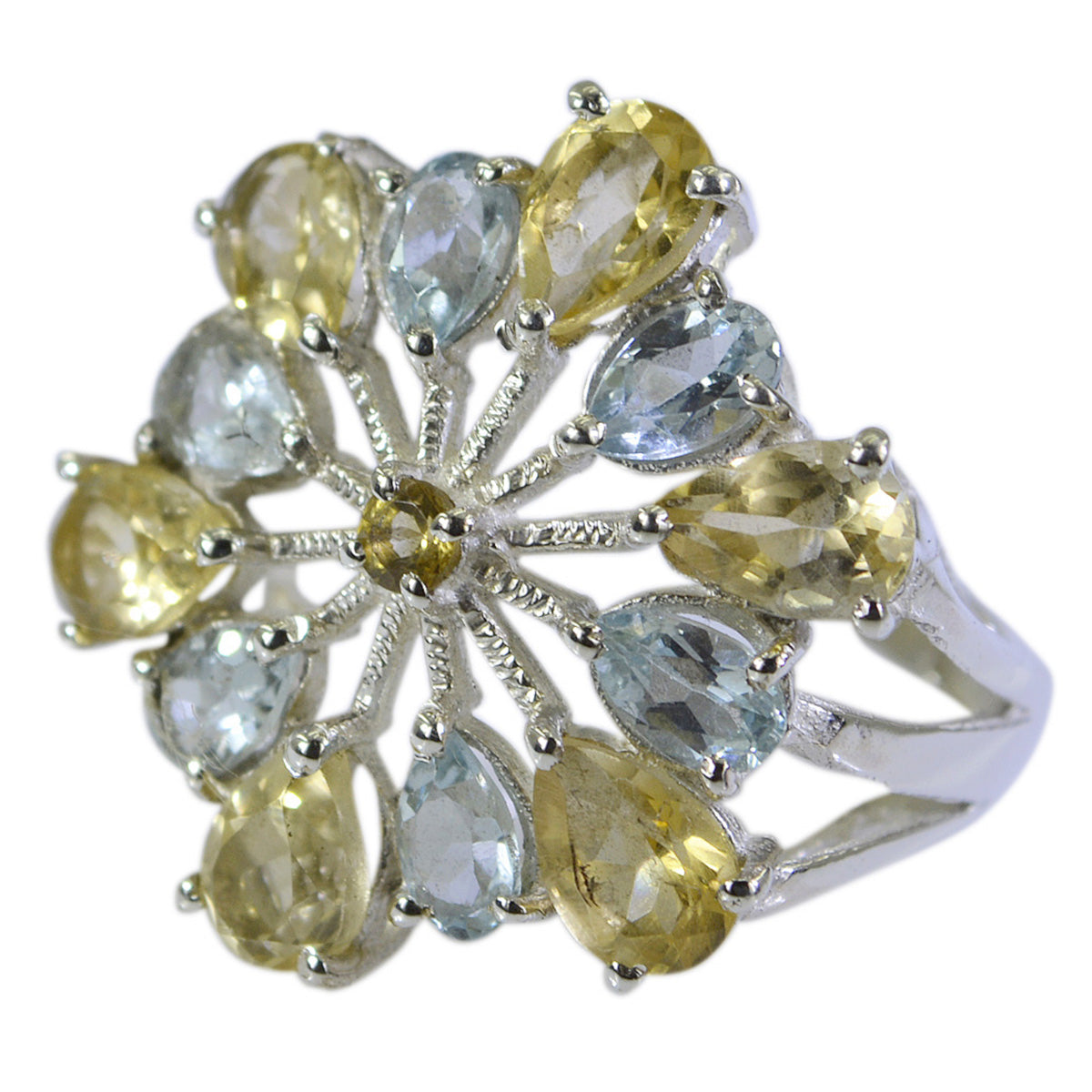 Riyo Grand Gemstone Multi Stone Sterling Silver Ring Body Jewelry