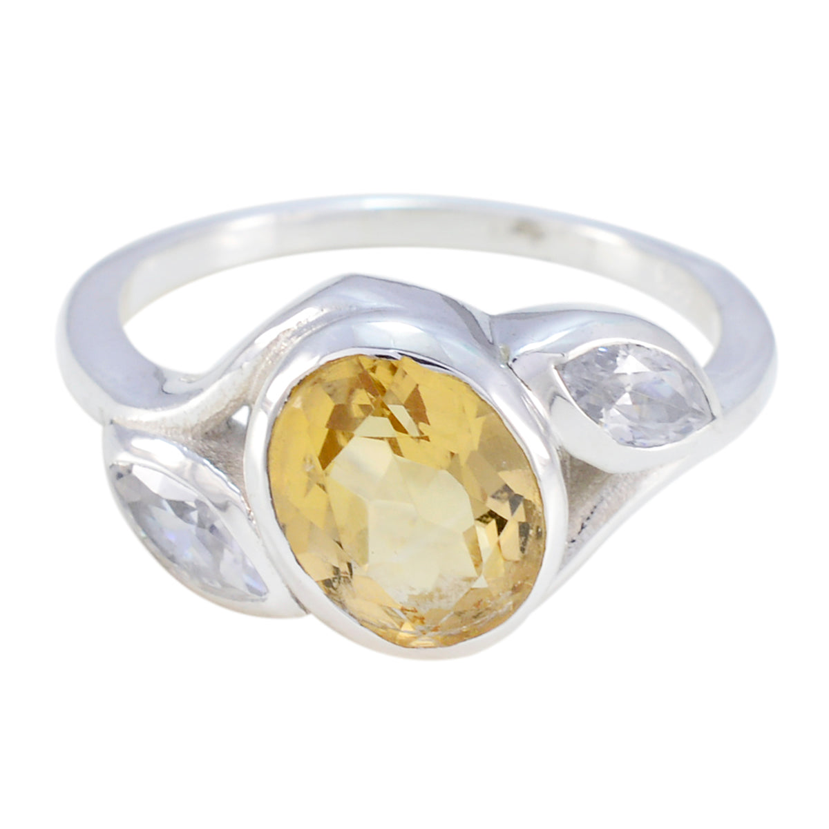 Riyo Handmade Gemstone Citrine 925 Sterling Silver Ring Top Jewelry