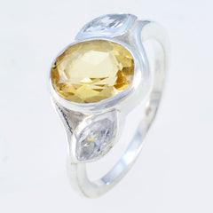 Riyo Handmade Gemstone Citrine 925 Sterling Silver Ring Top Jewelry