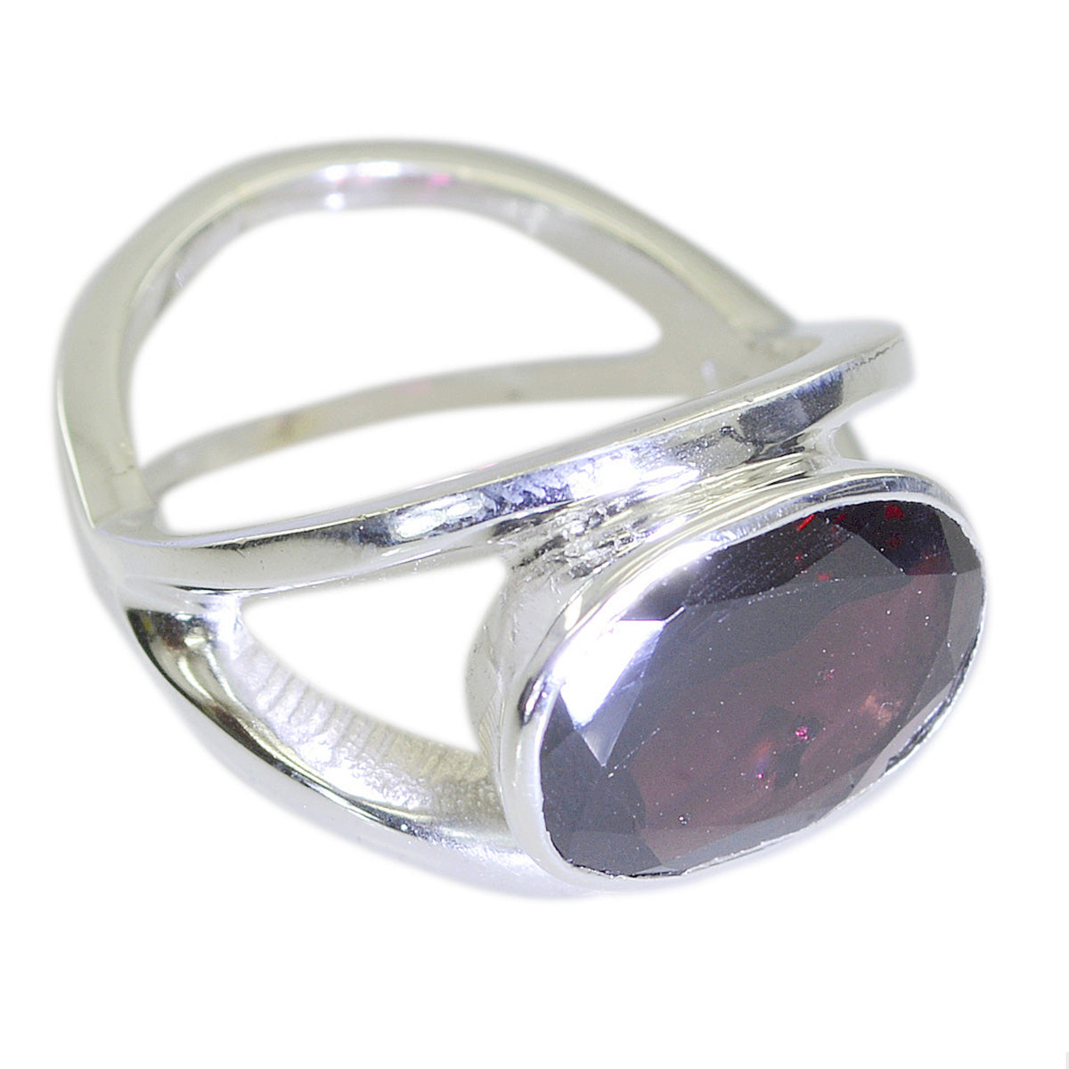 Riyo Handsome Gemstone Garnet Sterling Silver Ring Beaded Jewelry