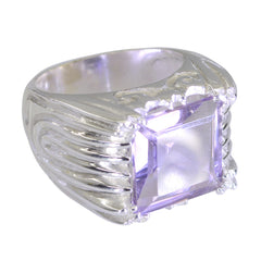 Riyo Handsome Gemstones Amethyst 925 Silver Ring Chain Jewelry