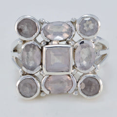 Riyo Handsome Gemstones Rose Quartz Silver Ring Jewelry Bonney