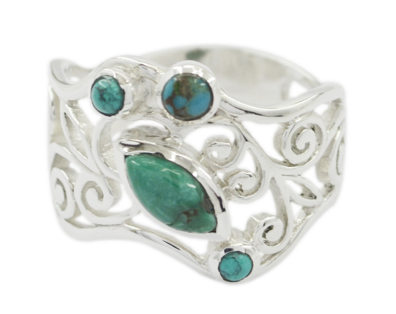 Riyo Ideal Gemstone Turquoise 925 Sterling Silver Ring Promise