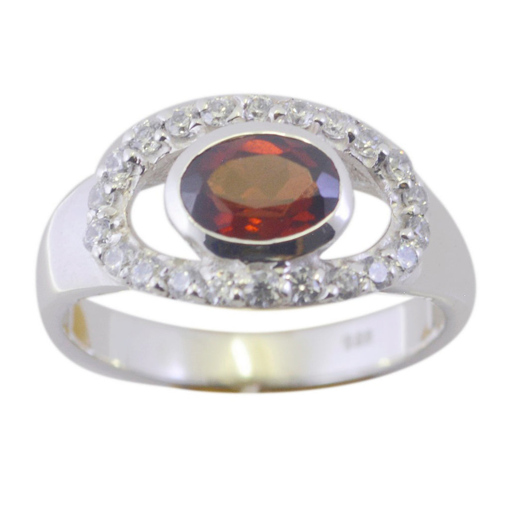 Riyo Ideal Gemstones Garnet Sterling Silver Ring Flower Jewelry