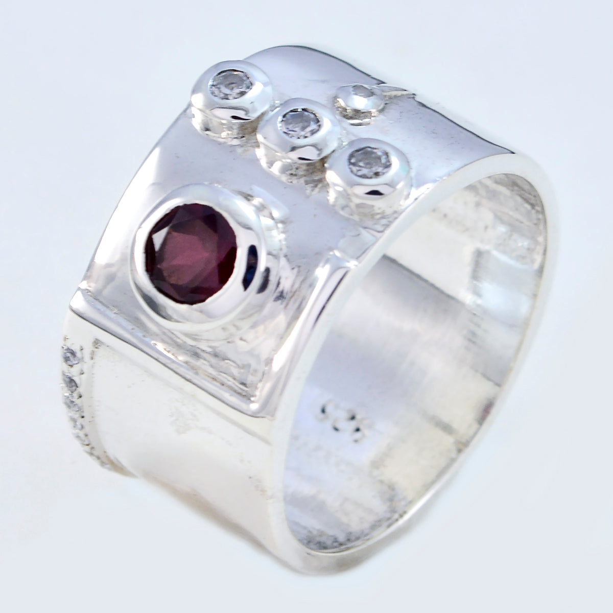 Riyo India Gemstone Garnet 925 Sterling Silver Ring Fake Jewelry