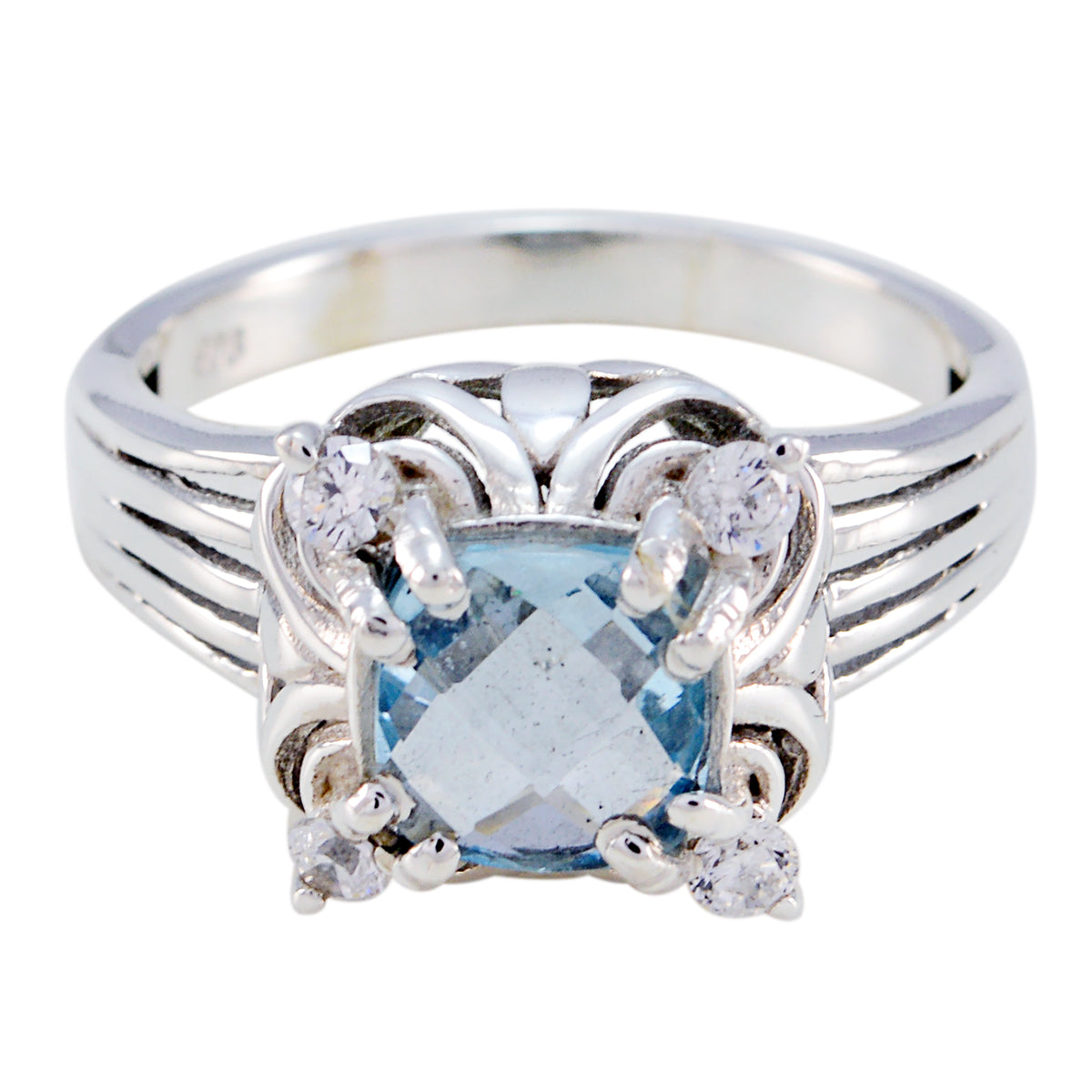 Riyo India Gemstones Blue Topaz Sterling Silver Rings Name Jewelrys