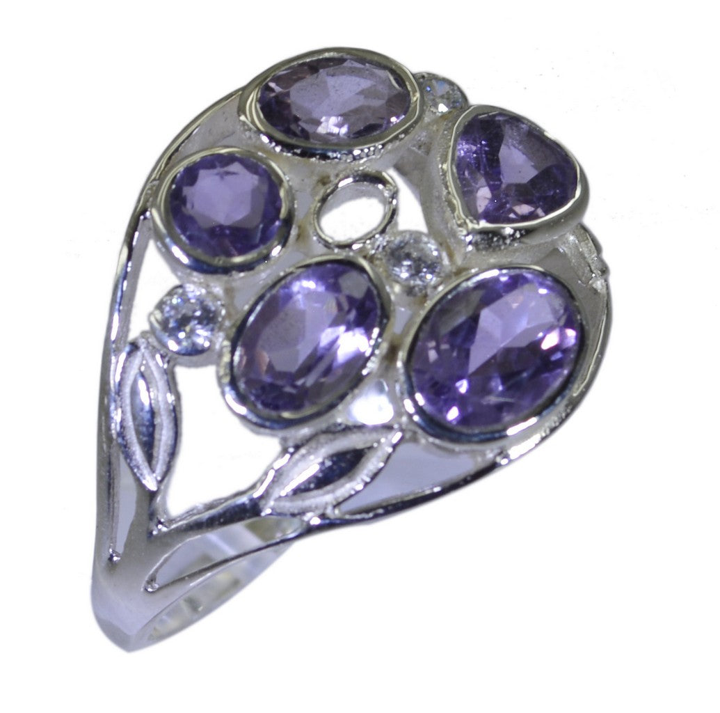 Riyo Inviting Stone Amethyst Sterling Silver Rings Christmas Jewelry