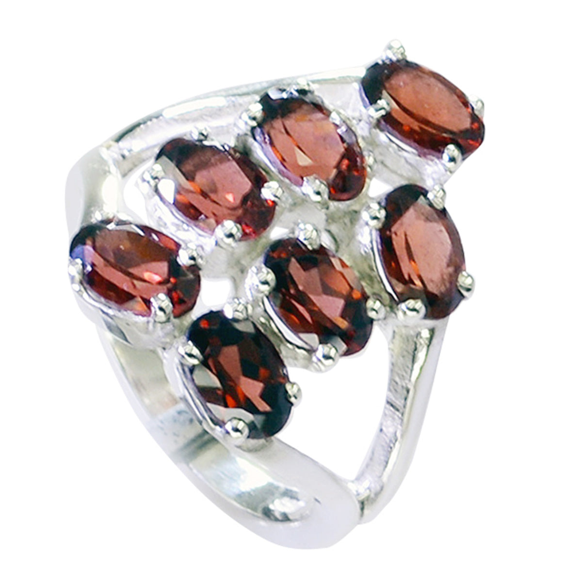 Riyo Junoesque Gemstone Garnet Sterling Silver Ring Designer Jewelry