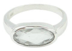 Riyo Lovesome Gemstones Crystal Quartz Silver Ring Wire Wrap Jewelry
