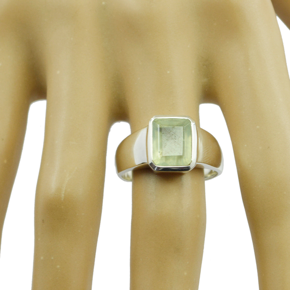 Riyo Luscious Gem Prehnite Solid Silver Ring Gift For Mothers Day