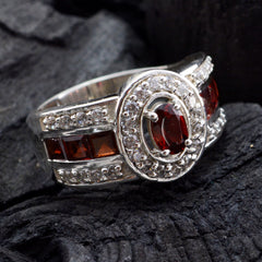 Riyo Magnetic Gemstones Garnet Solid Silver Ring Fox Jewelry