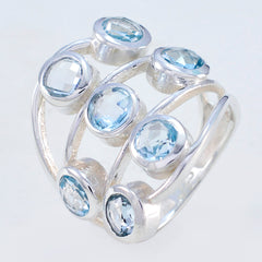 Riyo Marvelous Gem Blue Topaz 925 Sterling Silver Ring Lucky Jewelry