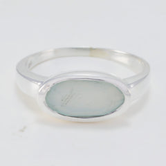 Riyo Mesmeric Gem Aqua Chalcedony Solid Silver Ring Good Friday Gift