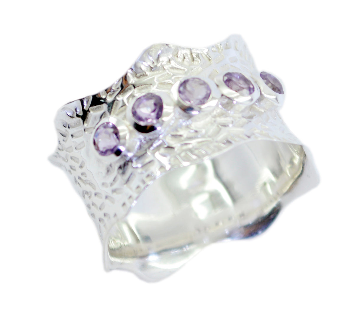 Riyo Mesmeric Gems Amethyst 925 Silver Ring Contemporary Jewelry
