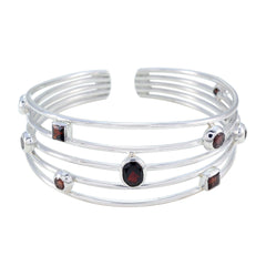 Riyo Natural Gemstone Fancy Faceted Red Garnet Silver Bracelet halloween gift