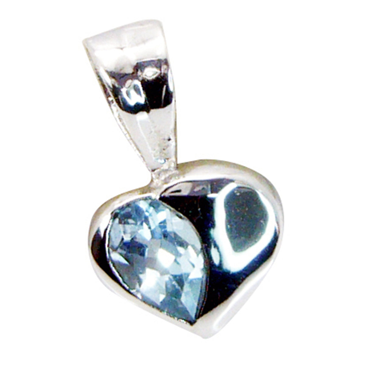 Riyo Natural Gemstone Heart Faceted Blue Blue Topaz 925 Sterling Silver Pendant new years day gift
